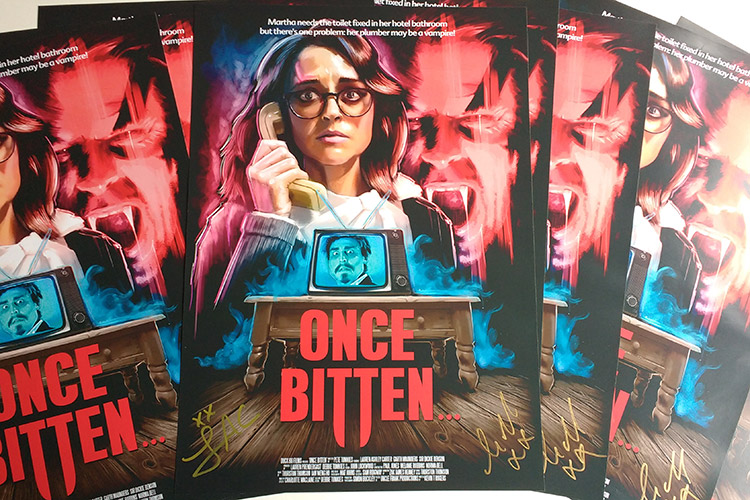 Once Bitten... posters signed by Lauren Ashley Carter and Garth Maunders