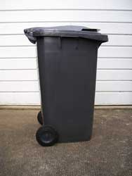 Clean black wheelie bin