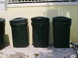 Correctly filled Bahamian trash cans