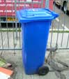 Blue wheelie bin